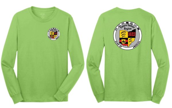 EBR Porsche Club 100% Long Sleeve Cotton T Shirt w/ Front and Back Logo