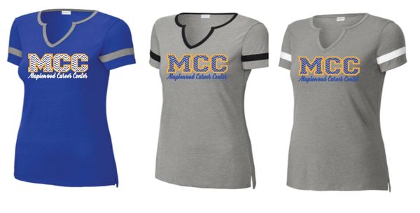 Maplewood Ladies Halftime V Neck Notch T Shirt