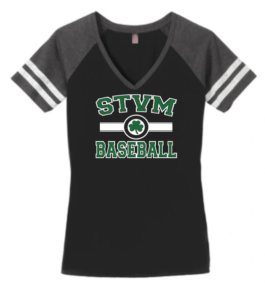 STVM Baseball Ladies Game V Neck T Shirt