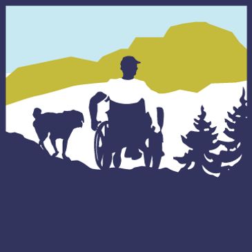 Idaho Access Project logo version with man in a wheelchair next to a dog.