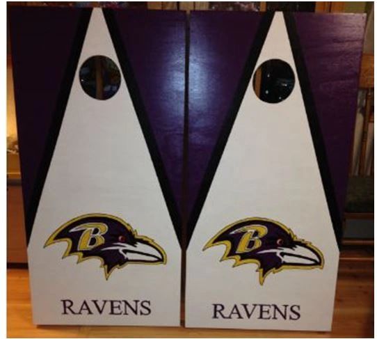 Ravens Head with Name Cornhole Set with Free Bags