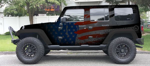 DARK PRIDE USA AMERICAN FLAG Jeep Wrangler Vinyl Wrap Kit