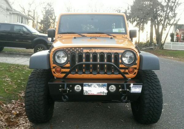 CLEAR DISTRESSED USA AMERICAN FLAG Jeep Grill Skin