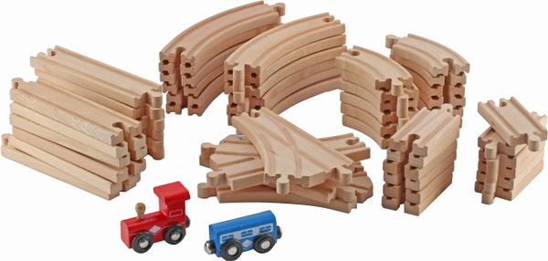 Wooden Train Track Set Kids Toddlers Toy Thomas Railroad Sets Compatible 52 Pcs for sale online