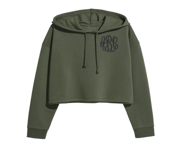 olive cropped hoodie