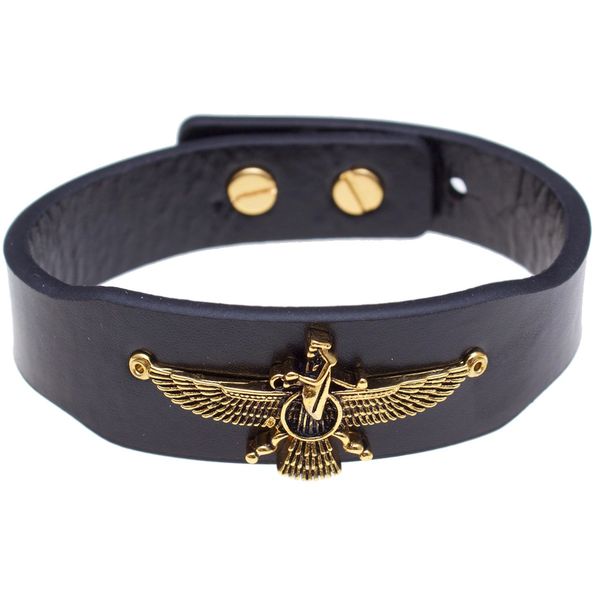 Gold Pt Farvahar Black Iranian Persian Faravahar Bracelet | Handmade ...