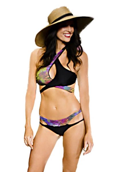 G2033 - Double Cross and Strappy Bottom - Tropic Jungle and Panther Black