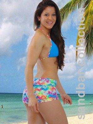 G2011 - Shorts and Top - Tropical Print & Ocean Blue