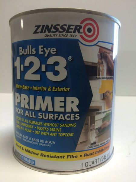 ZINSSER BULLSEYE 123 WHITE PRIMER QUART 02004