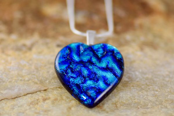 Dichroic Glass Heart on Sterling Silver