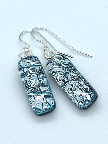 Silver Crackle Dichroic Glass Earrings