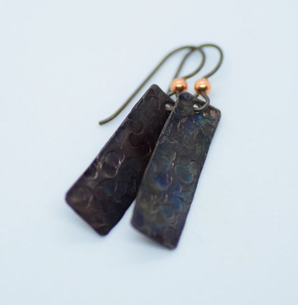 Copper Textured Earrings with Niobium Wires