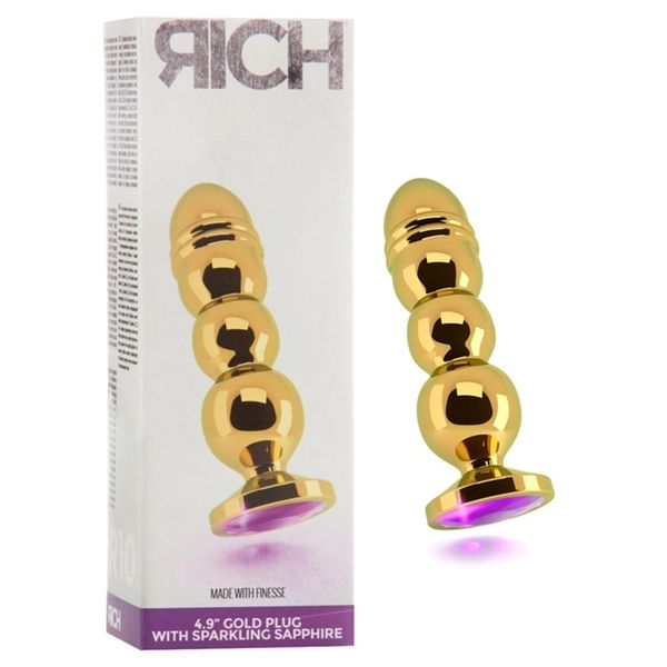 Rich 4.9" Gold Plug with Purple Sapphire