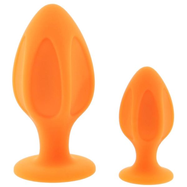 Cheeky Orange Textured Butt Plug Set