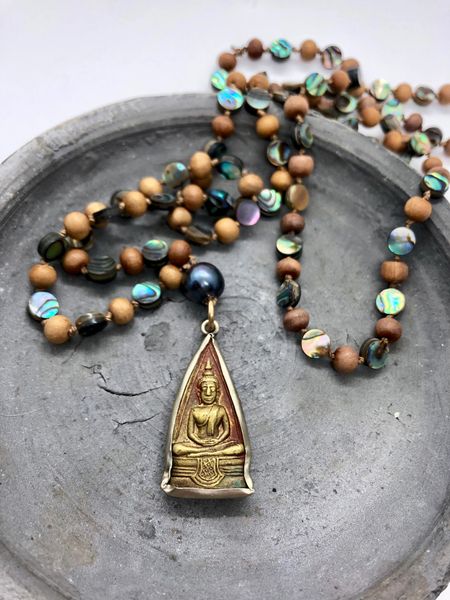 Buddha Amulet- Abalone and Sandalwood