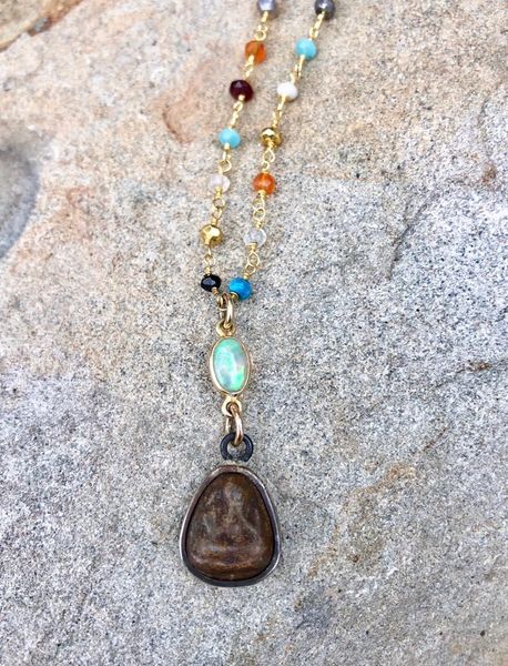 Buddha and Opal Rosary Necklace