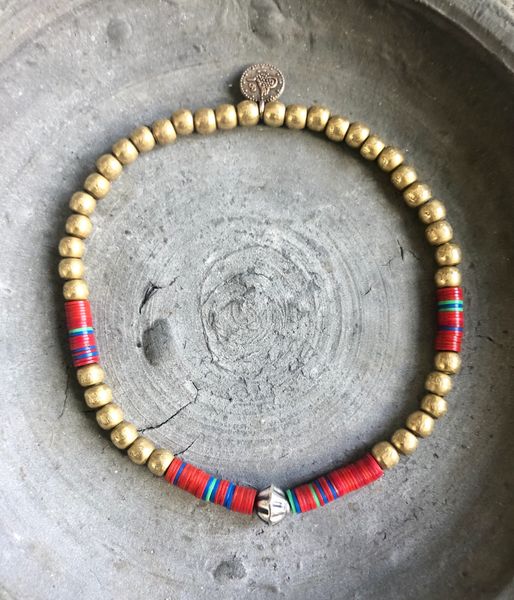 Vinyl and Brass Tribal Men’s Bracelet