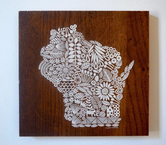 Screen print of Wisconsin onto Reclaimed, Repurposed Wood; Ready to Hang Original art