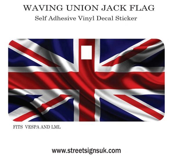 Waving Union Jack self adhesive vinyl decal sticker for scooter toolbox ...
