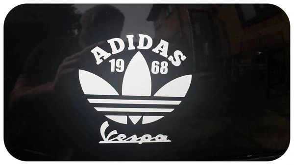 Adidas Vespa design with added year cut self adhesive vinyl decal , sticker