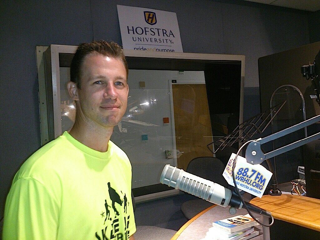 A radio station interview at Hofstra University