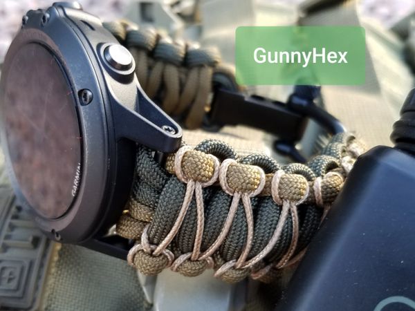 Paracord Watchband for Garmin Fenix, MARQ, Tactix, Quatix, Approach  S60/S62, D2, Descent, Enduro, Epix gen 2watch Not Included 