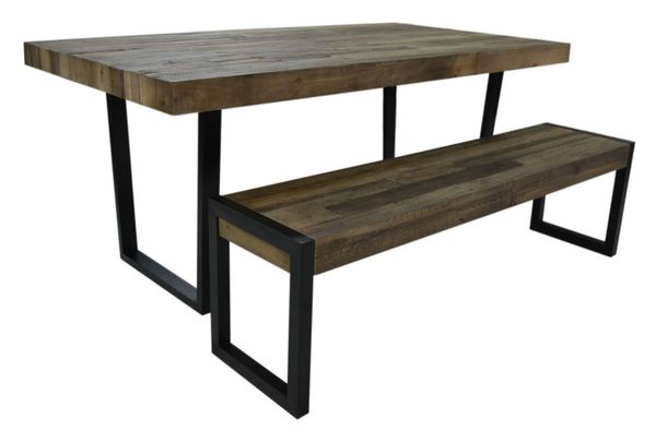 FSC Flea Market Dining Bench in natural rustic