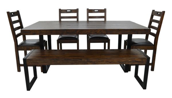 Flea Market 183cm fixed top dining table in coffee bean