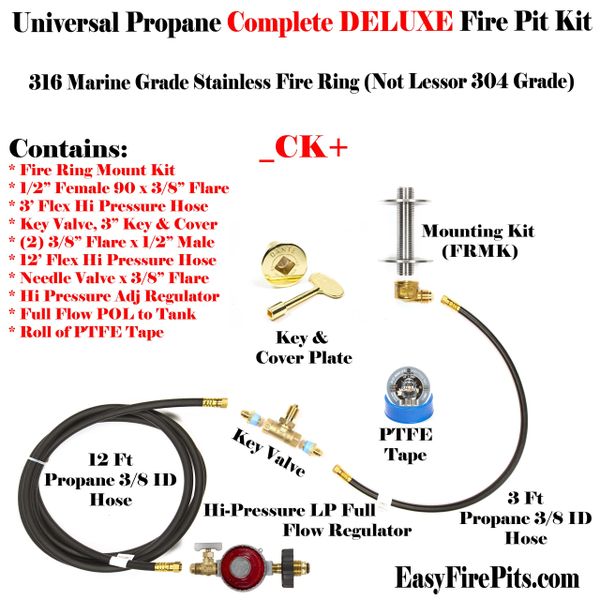 CK+ Universal Propane Complete Deluxe Fire Pit Kit Everything needed