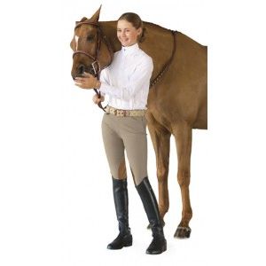 Ovation® Girl's Euro Seat Knee Patch Side-Zip Breeches