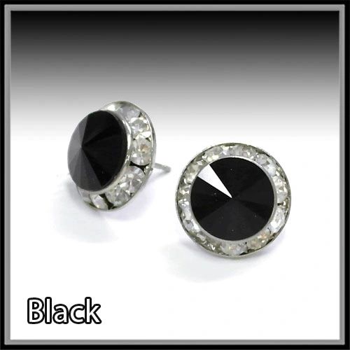 Black Crystal Post Earrings