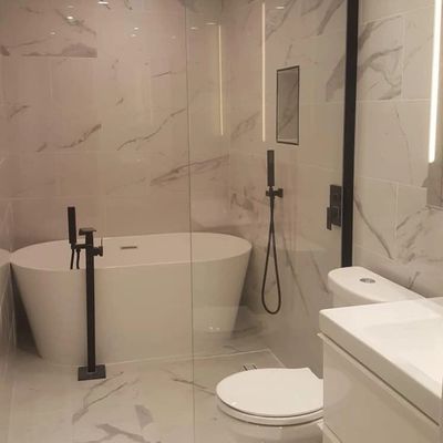 bathroom Renovation with new tile and free stand tub Newmarket Ontario