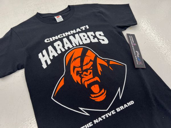 Cincinnati Bengals HARAMBE #69 "MIDNIGHT MASCOT" Men's Size  XL T-shirt A1 6139