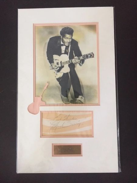 BERRY, CHUCK SIGNED ENSEMBLE CREATIVELY DOUBLE MATTED TO AN OVERALL SIZE OF 18.5x11