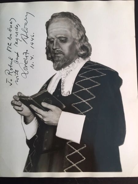 ALVARY, LORENZO TWICE SIGNED PHOTO OF HUNGARIAN AMERICAN BASS IN COSTUME AS RAYMOND IN LUCIA, AT THE NY MET