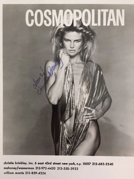 CHRISTIE BRINKLEY SIGNED PHOTO OF SEXY MODEL FOR COSMOPOLITAN MAGAZINE