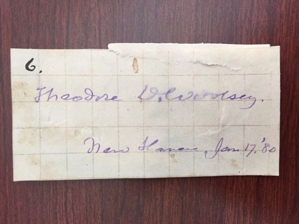 WOOLSEY, THEODORE D. SIGNED SLIP PRESIDENT OF YALE 1846-71, AUTHOR