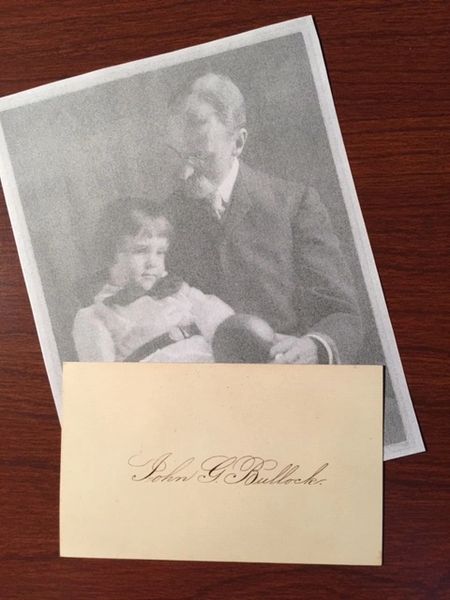 BULLOCK, JOHN G. SIGNED CARD AMERICAN PHOTO-SECESSION PHOTOGRAPHER