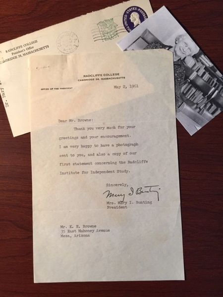 BUNTING, MARY SIGNED LETTER PRESIDENT RADCLIFFE, HARVARD, ATOMIC ENERGY COMMISSION