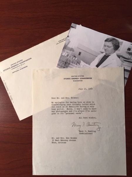 BUNTING, MARY SIGNED LTR. PRESIDENT RADCLIFFE, HARVARD, ATOMIC ENERGY COMMISSION