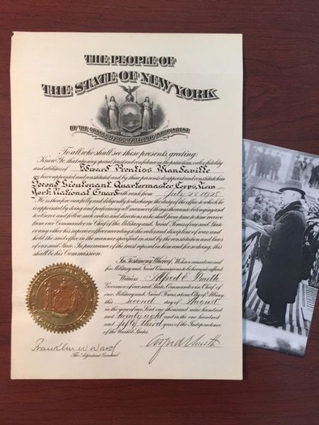 ALFRED E. SMITH SIGNED NEW YORK MILITARY DOCUMENT, 1928 PRESIDENTIAL CANDIDATE
