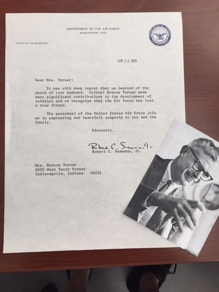 AIR FORCE & NASA: ROBERT C. SEAMANS, JR. TYPED LTR SIGNED, DEATH OF ROSCOE TURNER