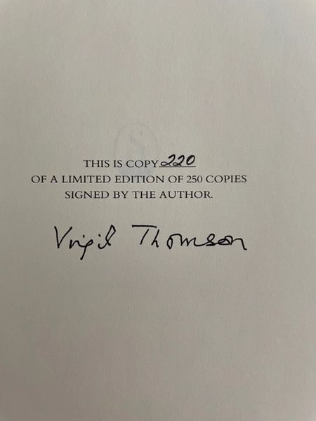 VIRGIL THOMSON SIGNED SELECTED LETTERS OF VIRGIL THOMSON, COMPOSER, CRITIC