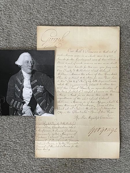 KING GEORGE III ROYAL BOUNTY WARRANT SIGNED, LORD MULGRAVE, MARQUIS OF GRAHAM