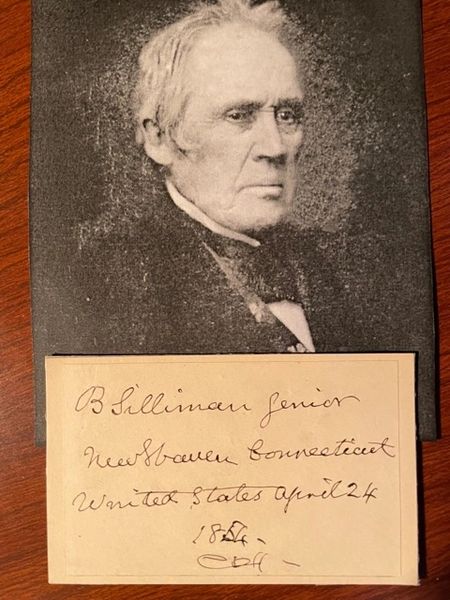 SILLIMAN SNR., BENJAMIN SIGNED CARD, GEOLOGIST, CHEMIST, JOURNAL OF SCIENCE, YALE