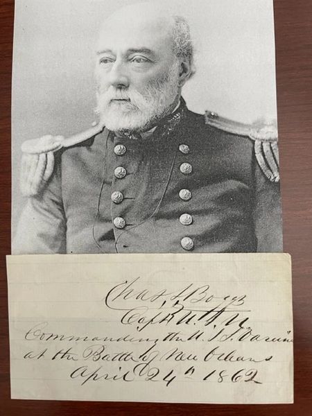 BOGGS, CHARLES S SIGNED SLIP, ADMIRAL, CIVIL WAR BATTLE OF NEW ORLEANS