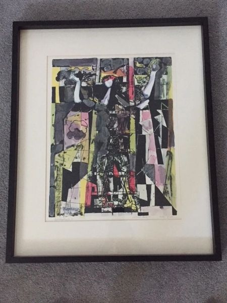 ABRAHAM RATTNER HAND SIGNED LITHOGRAPH OF "WINDOW CLEANER" 1978