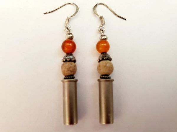 Bullets, Crystals & Bling Earrings. Spent Shell Casings. 4 Pair