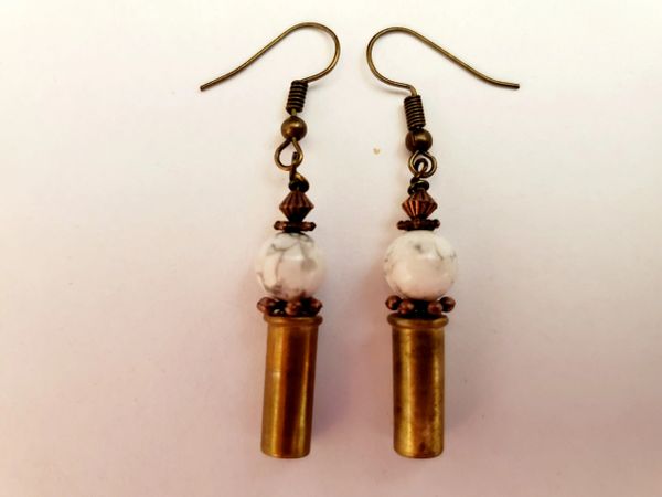 Bullets, Crystals & Bling Earrings. Spent Shell Casings. 4 Pair