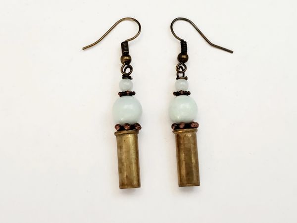 Bullets, Crystals & Bling Earrings. Spent Shell Casings. 4 Pair